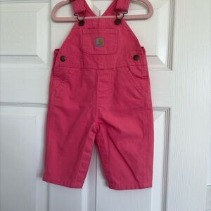 Carhartt Bright Pink Toddler Overalls with Front Bib Pocket
